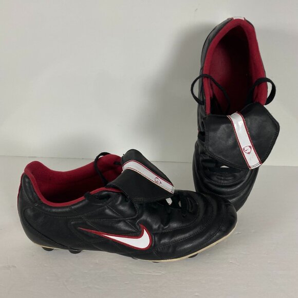 Nike Tiempo 750 Soccer Cleats Men's Size 12.5 Black Red White Leather 2004 - Picture 1 of 11